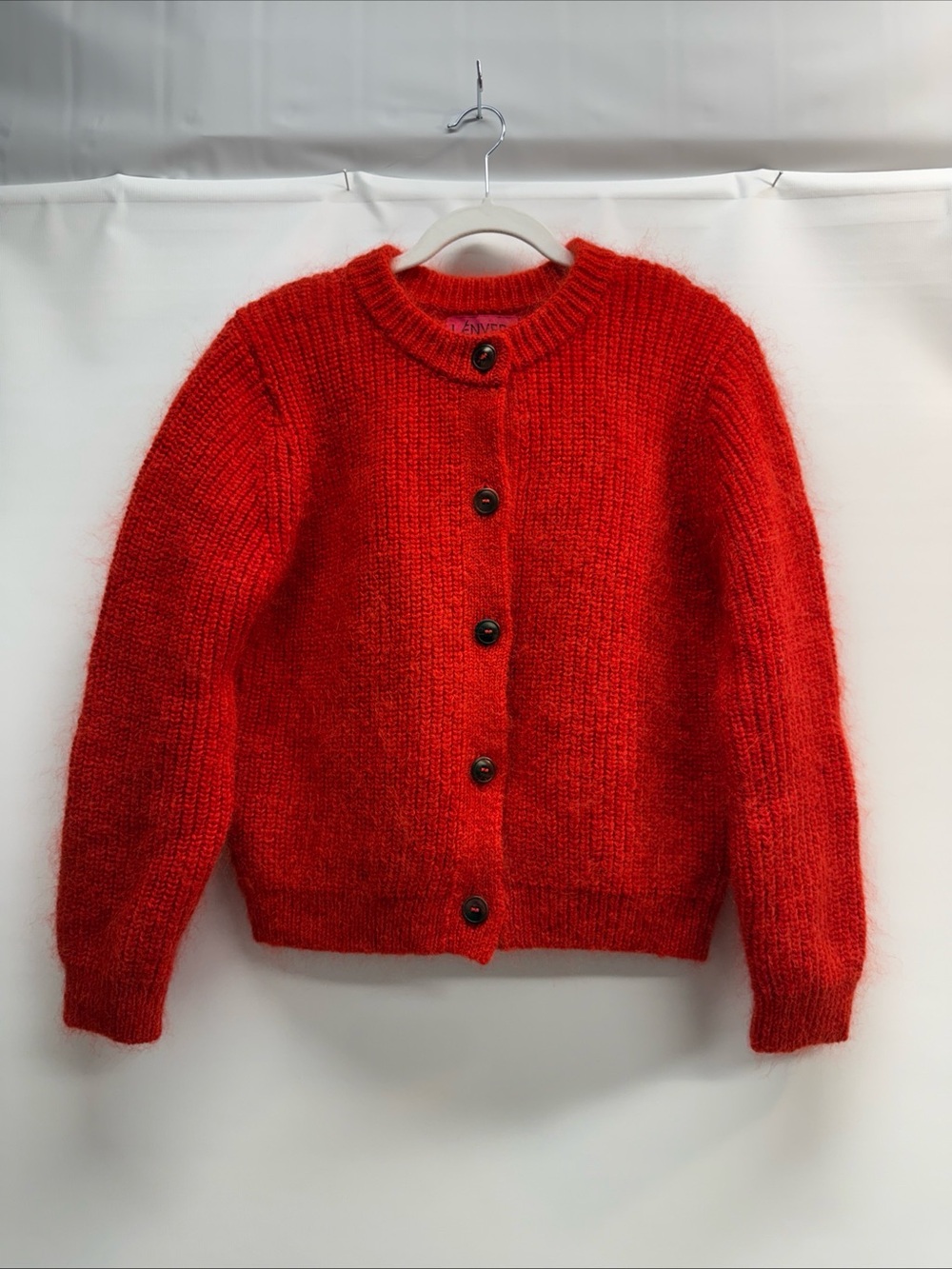 NWOT L'Envers Knit Mohair Merino Blend Sz L Cardigan Sweater Burnt Red/Orange